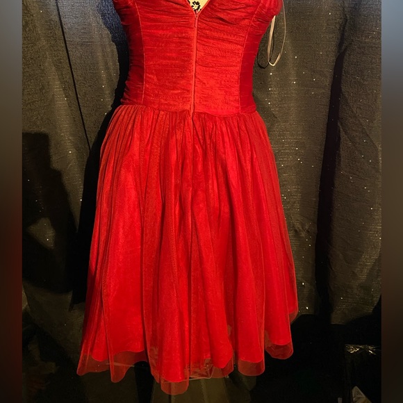 Minuet strapless midi spinny dress pinkish red.90's Y2K - Picture 8 of 9
